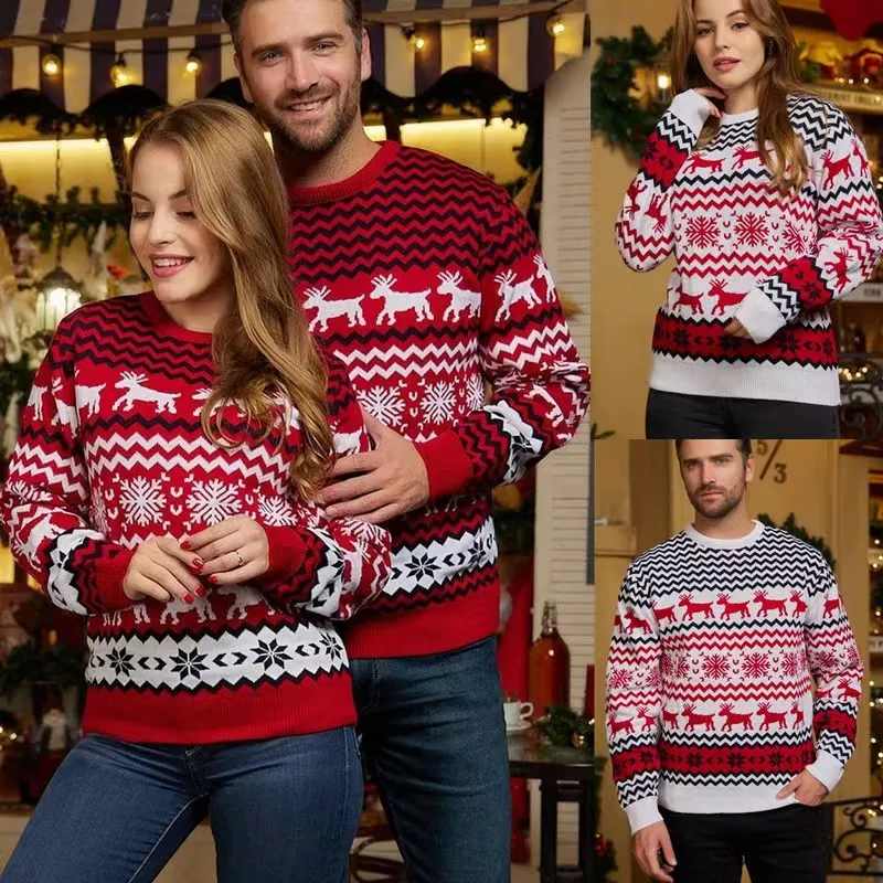 Newest Style  Ugly Knitted Christmas Thick Warm Round Neck  Ugly Christmas Sweaters For Adults