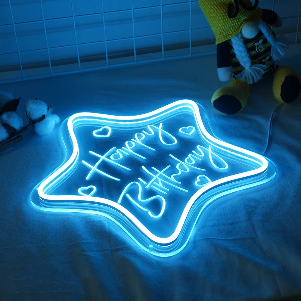 Happy Birthday Neon Light Happy Birthday Glow English Letter Decorative Light Atmosphere Light
