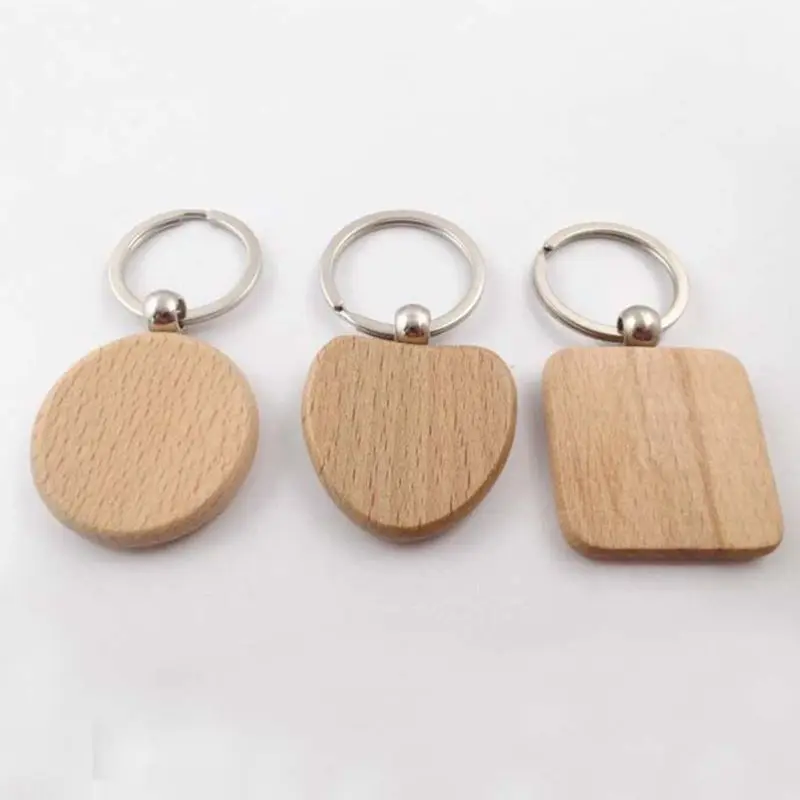 Personalized Souvenir Gift Name Date Logo Custom Blank Wood Keychains For Engraving