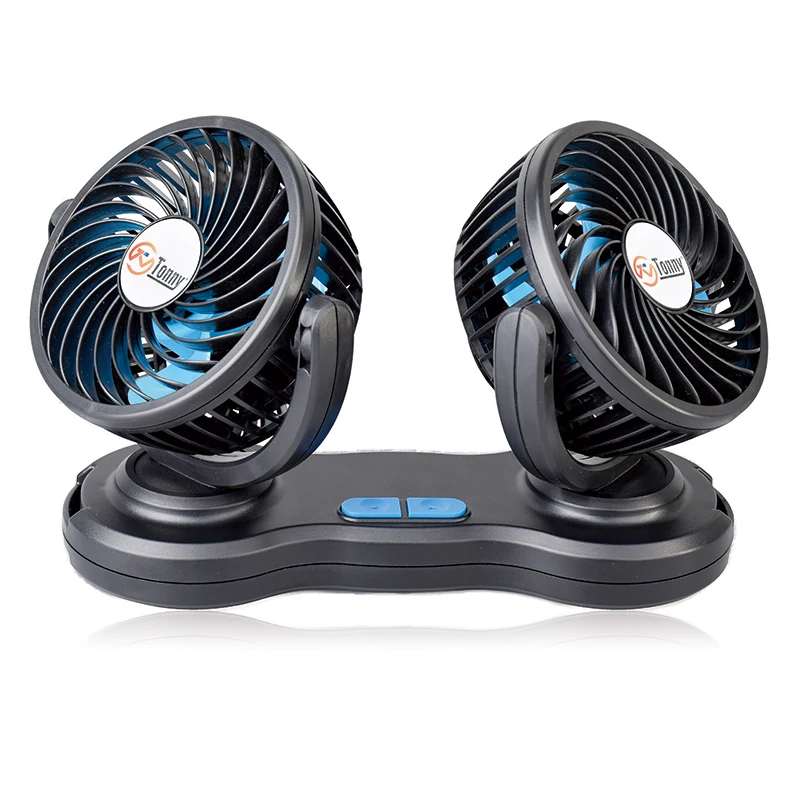 Oscillating Dual-Head Car Fan Versatile 12V/24V Cooling Solution for Trucks Vans and Small Vehicles Brushless Motor fan
