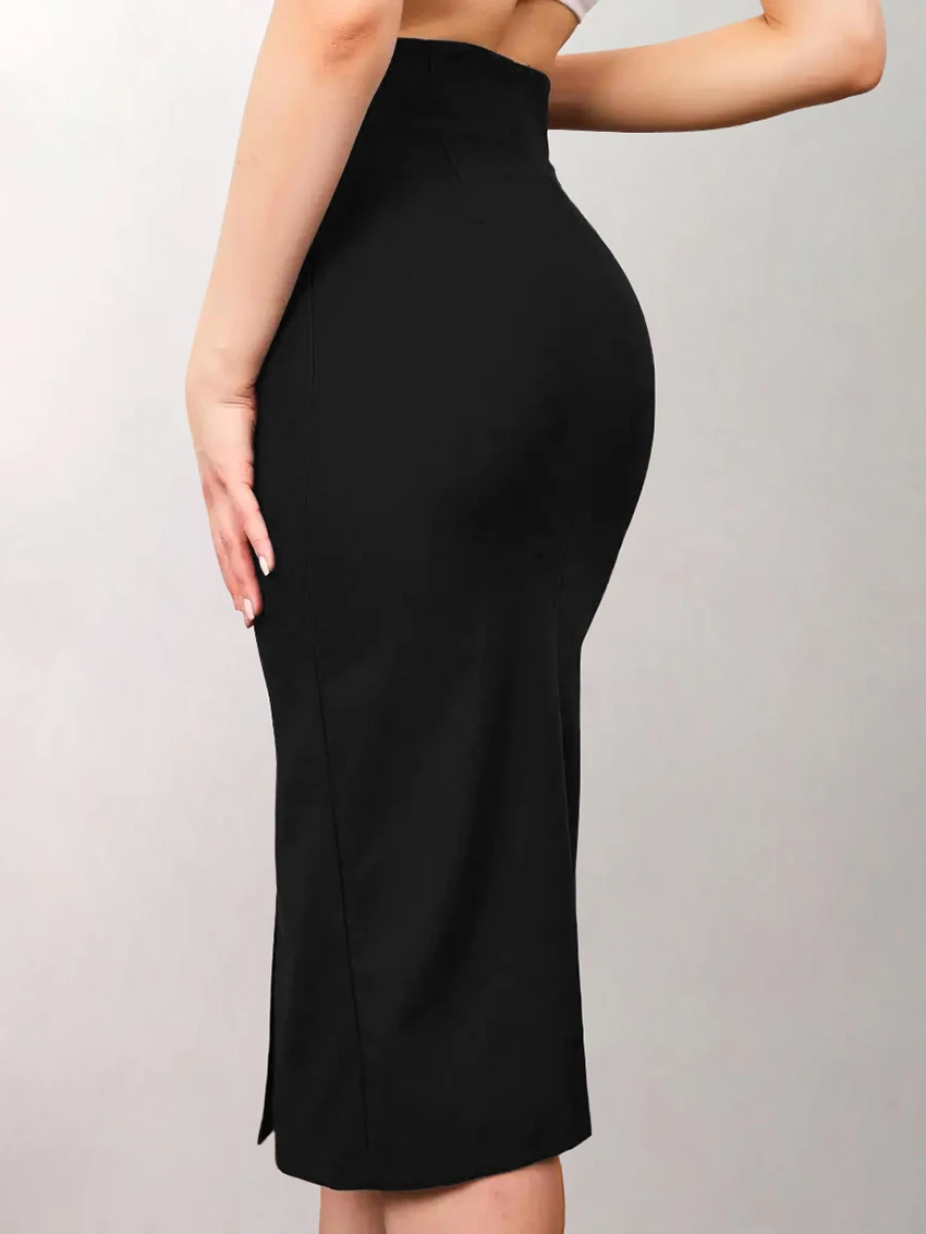 OOTN 2024 Office Lady Skirt Custom Solid Color Sexy Side Split Skirt Women High Waist Long Maxi Elegant Casual Party Skirts