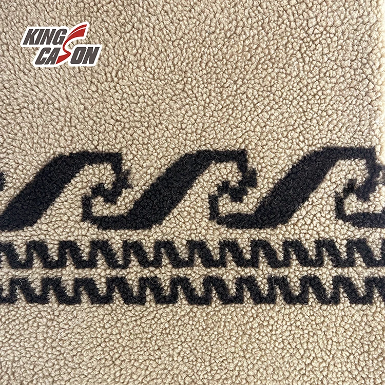 Kingcason China Factory 100%Poly One Side Brush Jacquard Printing Sherpa Fleece Fabric For Jacket Blanket Pajamas Ladies Coat