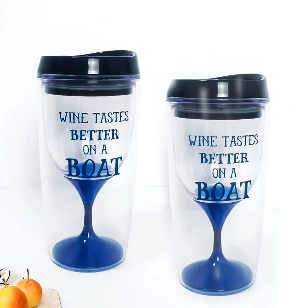 10oz Popular New Design Double Wall Transparent Plastic BPA Free Customized Color Logo For Party Festival