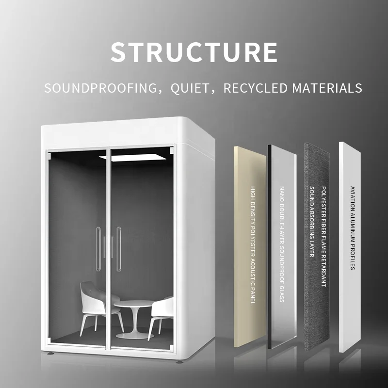Custom Made Fireproof Meeting Pod Private Working Space Acoustic Soundproof Room Booth Office Silence Meeting Pod