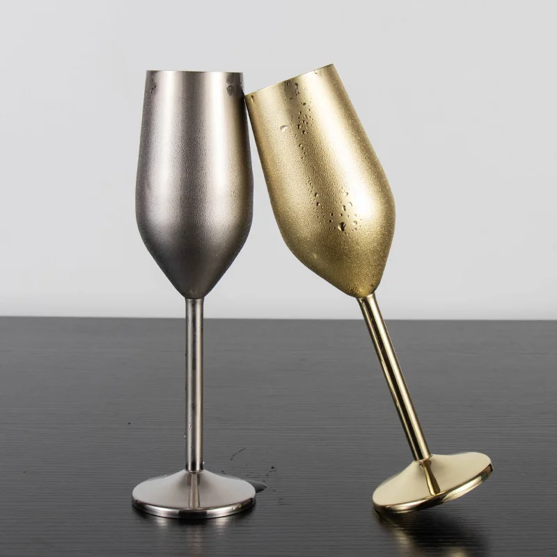 Custom Rose Gold Copper Gold Plated Cocktail Wine Glasses Metal Goblet Champagne Flute Stainless Steel Gin Glass Red Wine Cup
