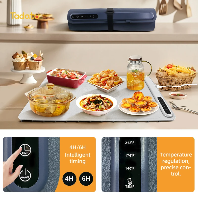 Silicone Folding Electric Warming Tray Food Heating Pad Food Warmer Mat Food Warming Mat for Buffets & Parties