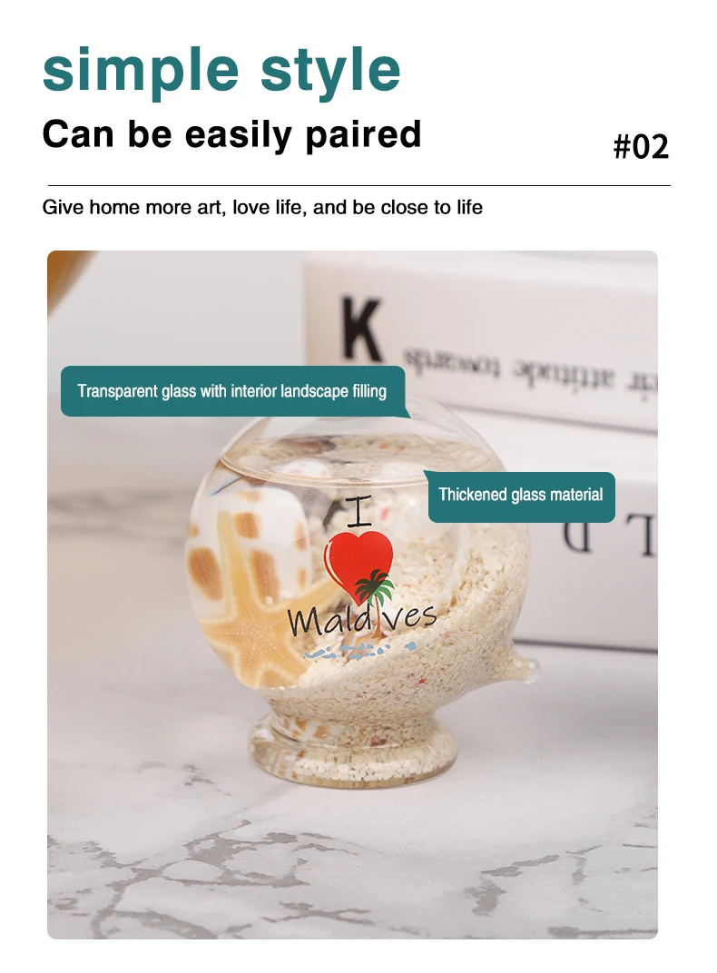 Customizable 60mm transparent glass ball home decoration with ocean effect