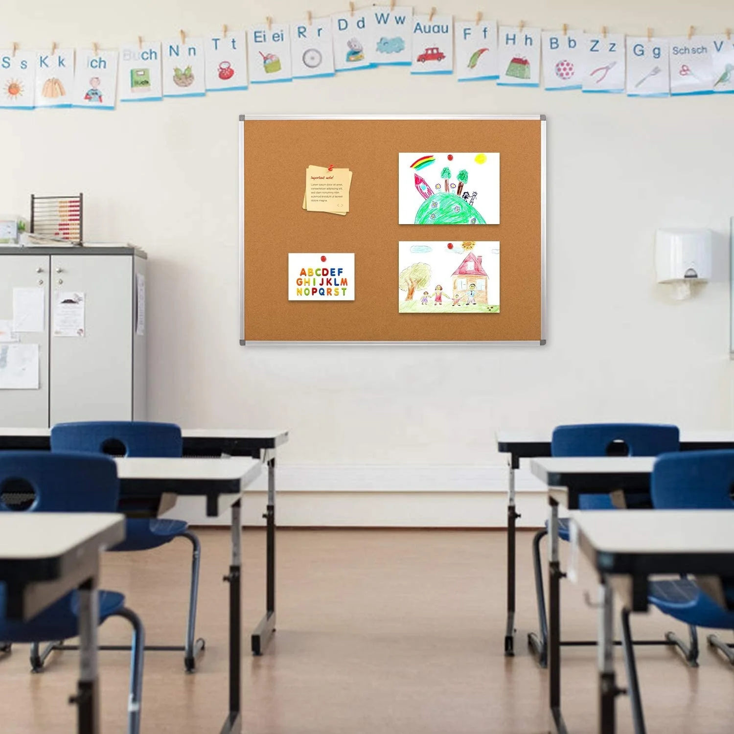 LE NAN Aluminum frame cork message board colorful fabric notice board wall mounted bulletin memo board for school office