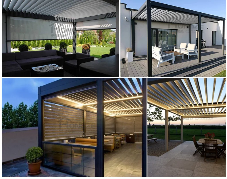 High Waterproof Pergola Louvered Roof Motor Electric Built-in Receiver Pergola Actuator with DC LED lightings