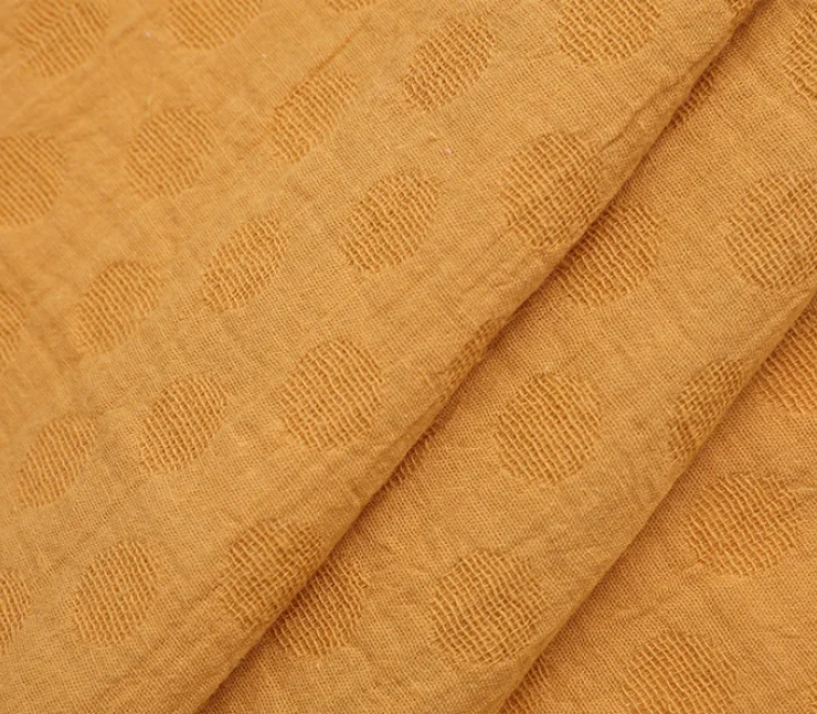 Cotton crepe dyed double layers fabrics 100  cotton jacquard double fabric dot dobby  gauze crinkle   bubble fabric