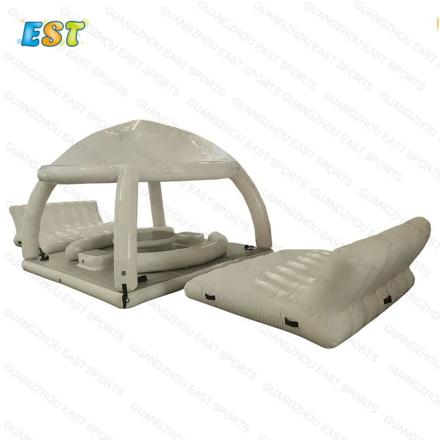 Commercial Inflatable Floating Dock Platform with Tent for Summer Recreation Aqua Party Bana