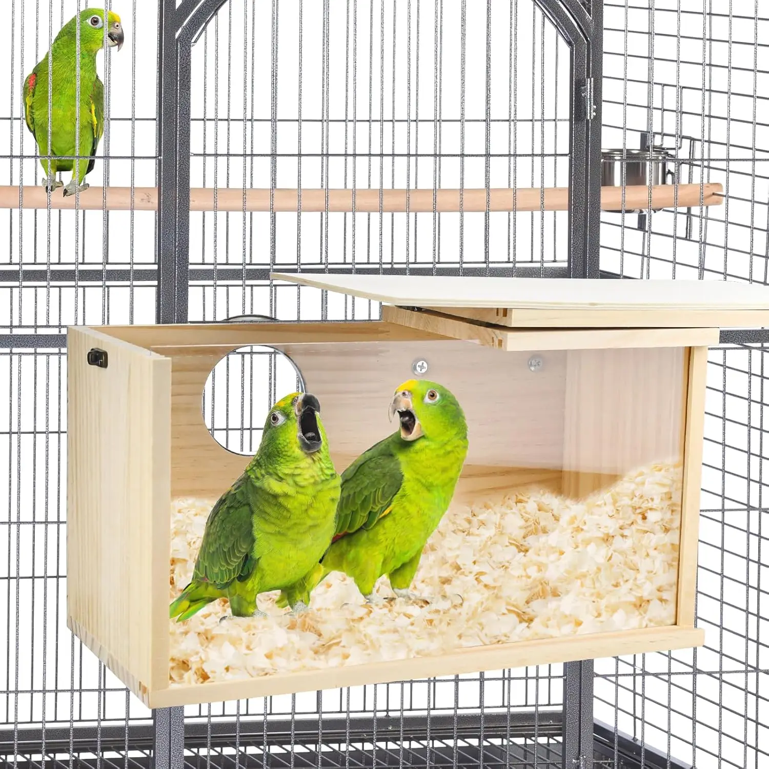 small beautiful parrot house Acrylic Transparent bird breeding nest box outdoor animal wooden cages of birds
