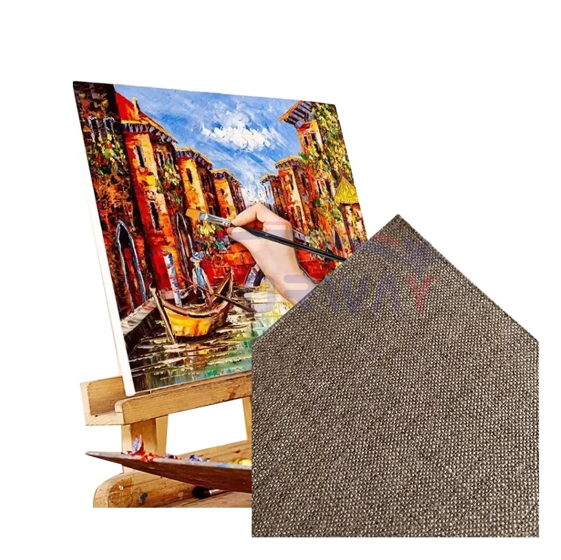 Завод по производству льна Dew Retting, рулон ткани на заказ, рулон холста из чистого льна, черный хлопчатобумажный холст для художественной живописи