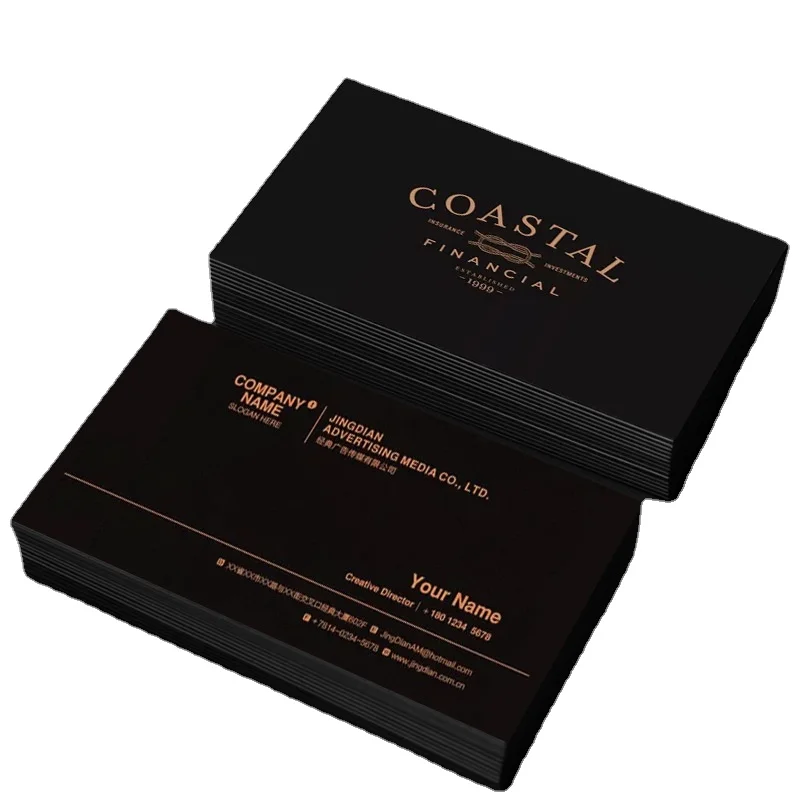 Custom Die Cut Premium Black Thick Paper Business Card Silver Gold Foil Business Name Cards Printing Logo