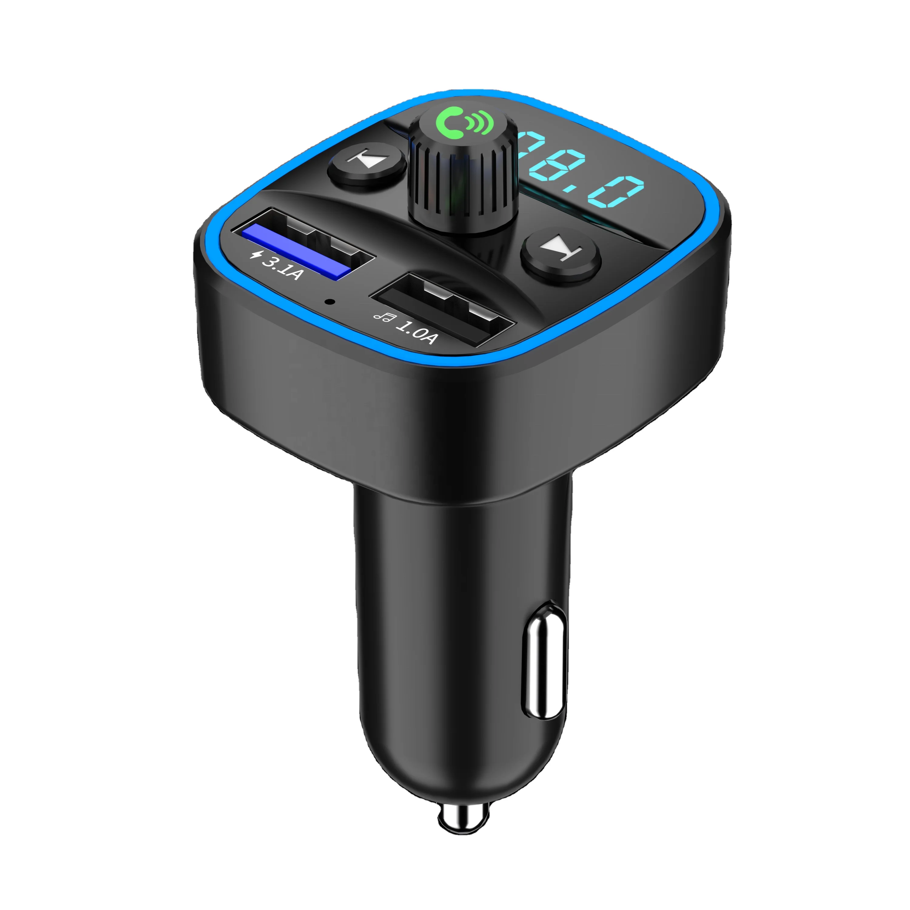 Amazon Hot Selling Car Phone Charger 3.1A Dual USB Car Kit Hands Free Calling Bluetooth-MP3 Player Wireless FM Transmitter
