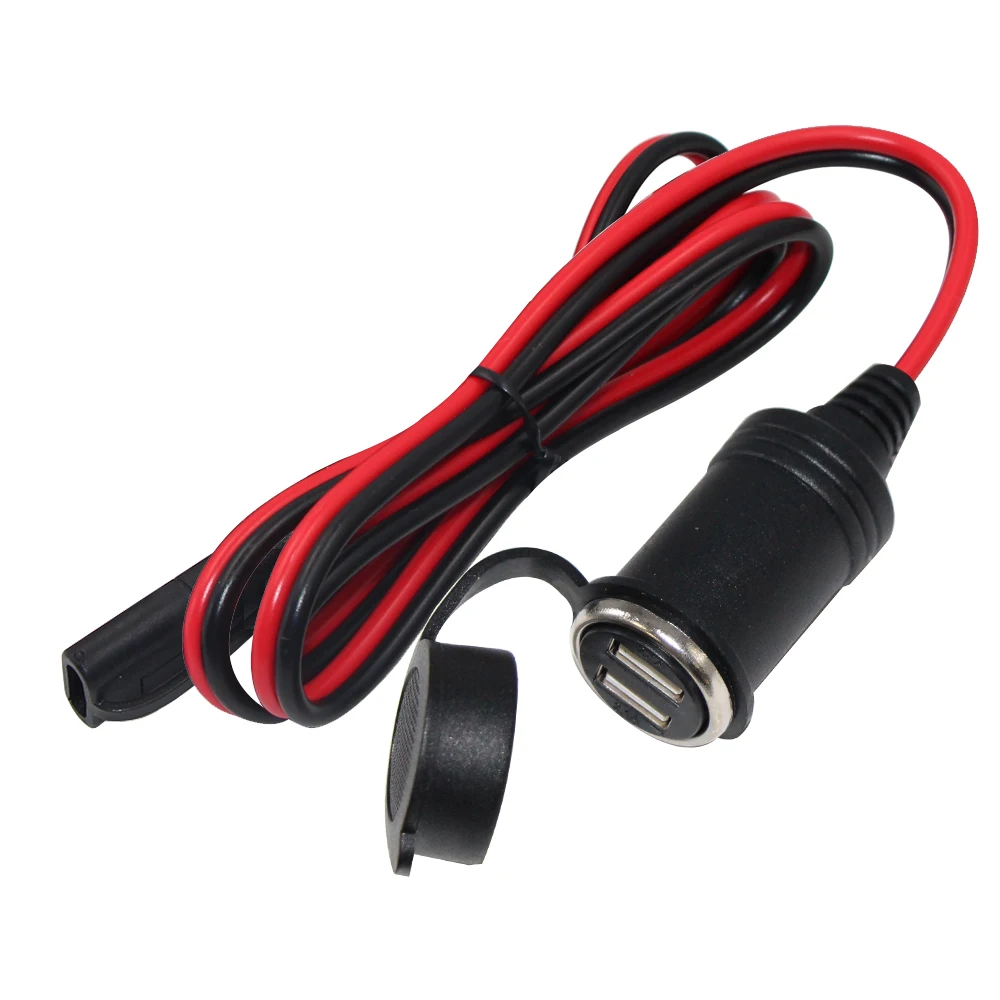Водонепроницаемый кабель SAE с двойным Usb-портом для зарядки аккумуляторов 12 В