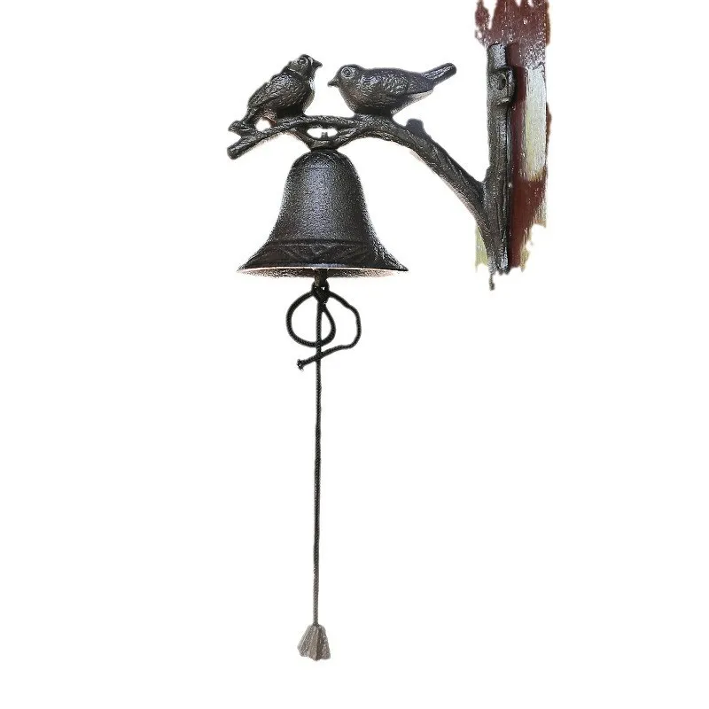 Retro European Iron Couple Bird Murals, Decorative Blue & White Ceramic Vases for Villa Gardens and Home Display