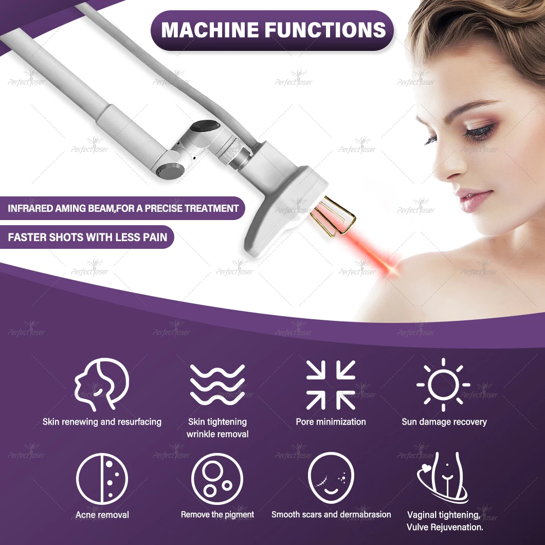 Perfectlaser 70W Fractional Co2 Laser Scar Removal Machine Price 10600nm Rf Metal Tube Skin Beauty Co2 Fractional Laser Machine