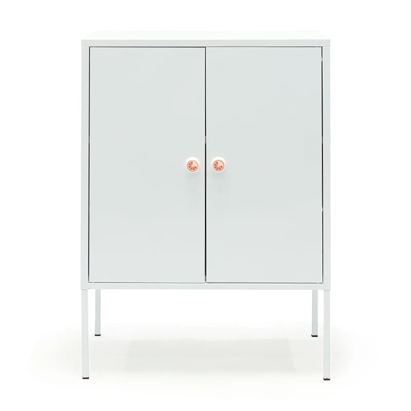 OEM Customize Modern Living Room Metal Cabinet Steel Accent 2 Doors Cabinet with Folding Function