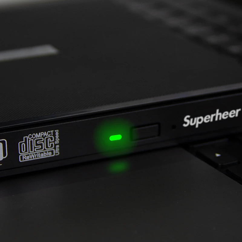 Superheer USB External Portable DVD Burner CD RW Reader Player for Windows Mac Laptop Style Error Support Tray Desktop Mode