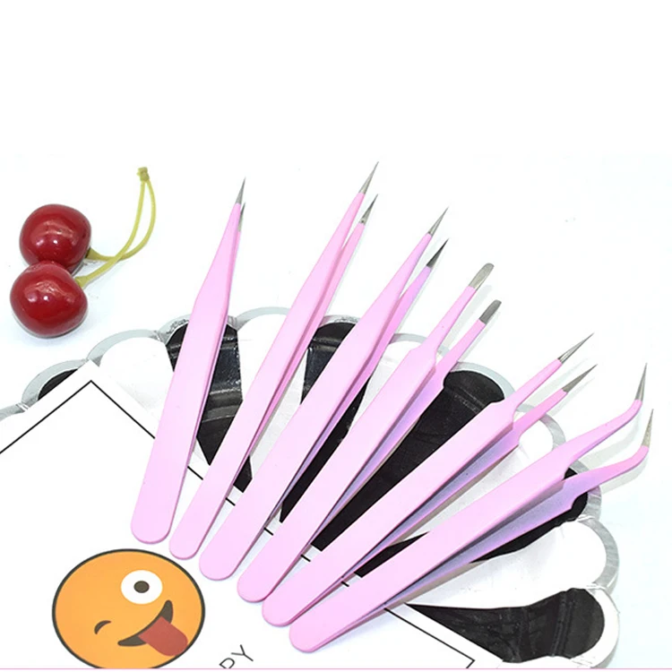 High Quality Straight Eyelash Tweezers Eyelash Extension Tool With Customize Titanium Plated Colors