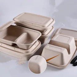 100% Bio Degradable Eco Friendly Leakproof Compostable Microwave Safe Wheat Fiber Disposable Food Container Lunch Boxes