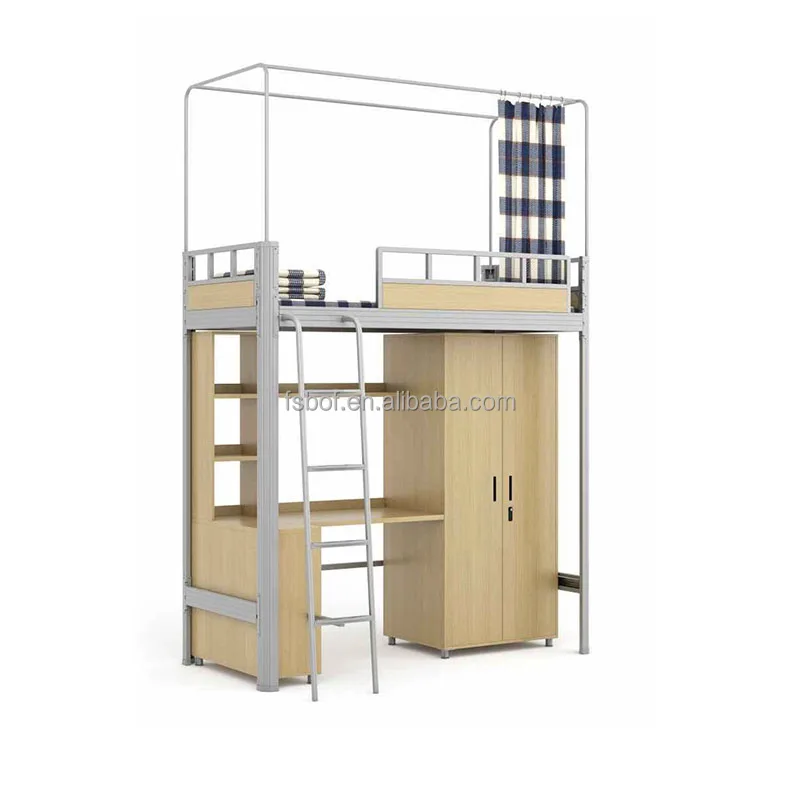 Campus furniture cheap wall bunk bed with wardrobe adult metal bunk beds with desk  bunk beds set