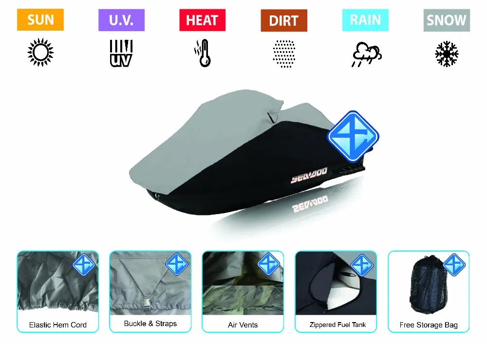 
Outdoor 600D Waterproof PWC jetski cover Personal Watercraft Jet Ski Cover with All Weather Ripstop Fabric 