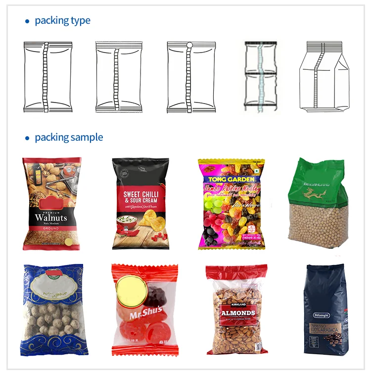 Full automatic macaque pistachio batam pine nuts hawthorn strips macadamia walnut almond packing machine