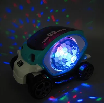 Newest B/O 3D light rotating colorful music cartoon traffic vehicle children electric car toy
