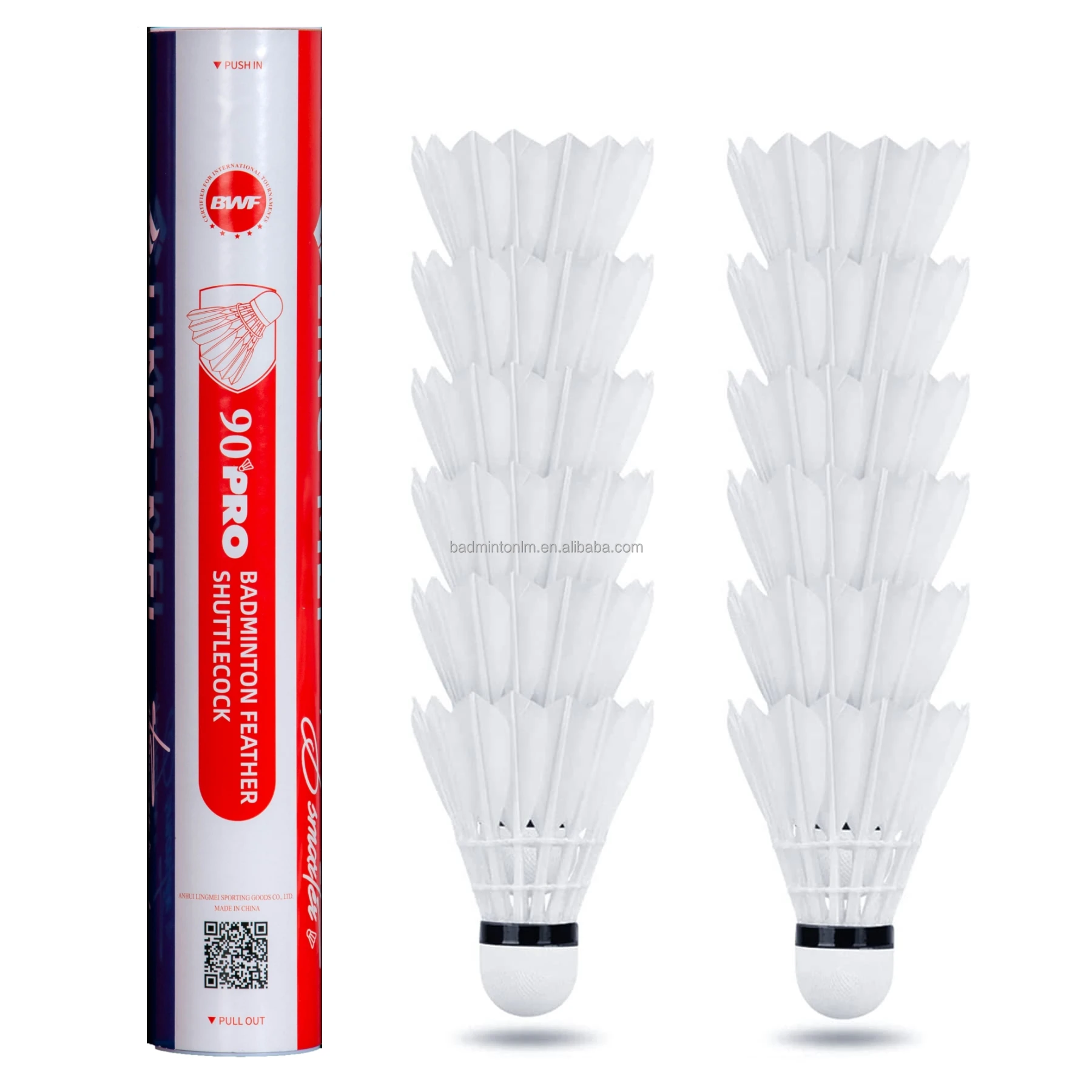 Hot sale Lingmei 90 PRO class A goose feather badminton shuttlecock with high durability and flying