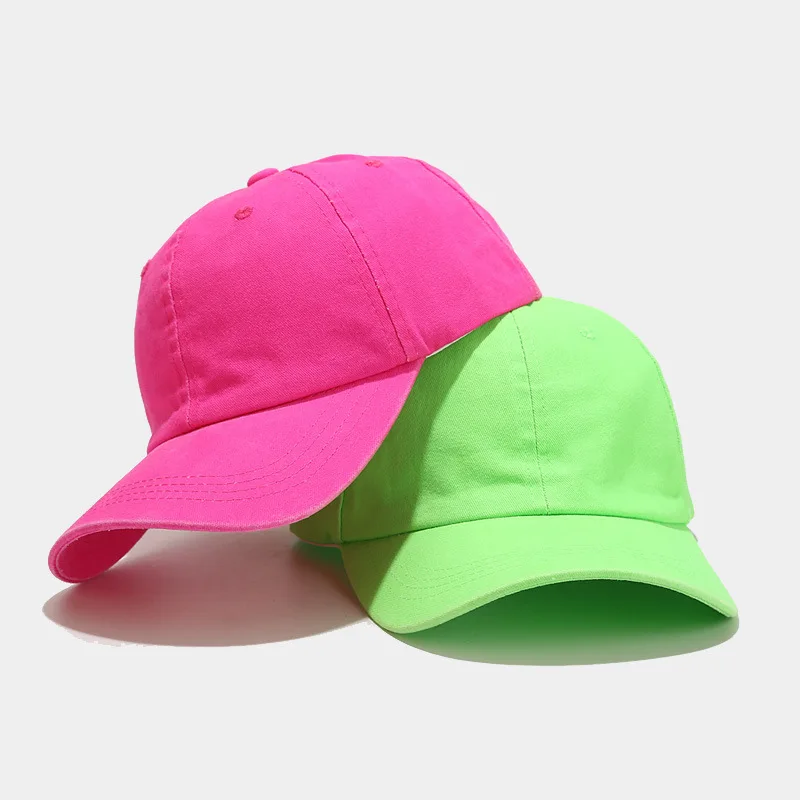 Custom Fluorescent Bright Colour Trucker Hat Dad Hat Women Sports Caps Gorra Popular Blank Solid Cotton Unisex Baseball Cap