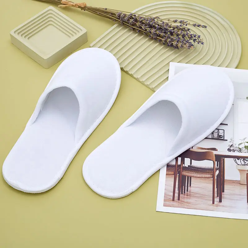 Soft Velvet Custom Velour Spa Travel Bathroom Guest Homestay Hotel Slippers Disposable With Logo