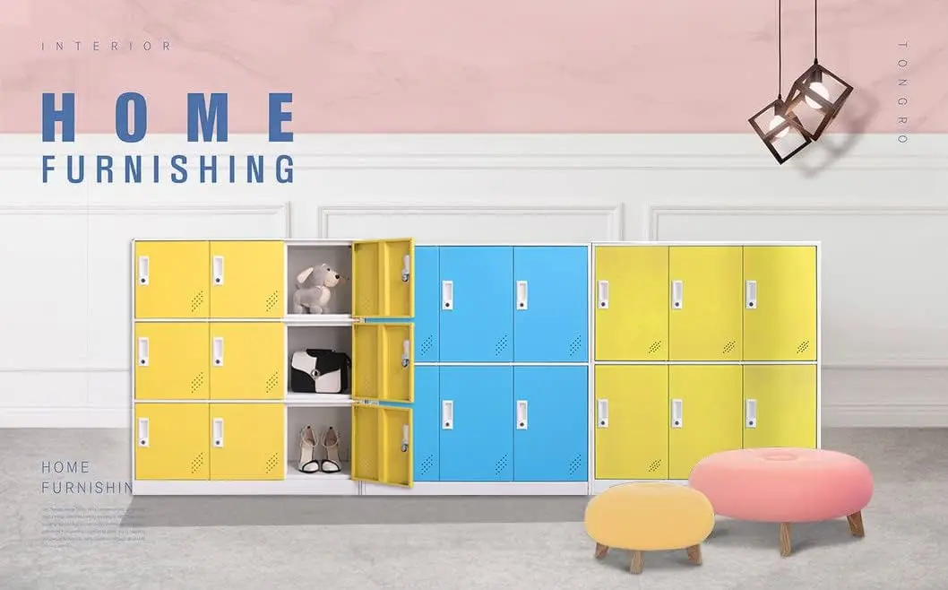 6 Door Metal Storage locker  Fashionable Mini Bedroom Cabinet for playground