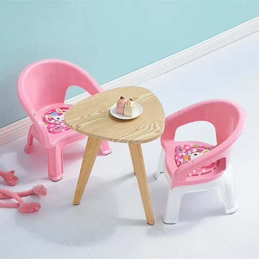 Child Plastic Whistle Chair Baby Feeding Chair Portable Kids Table Foldable Dining Chair