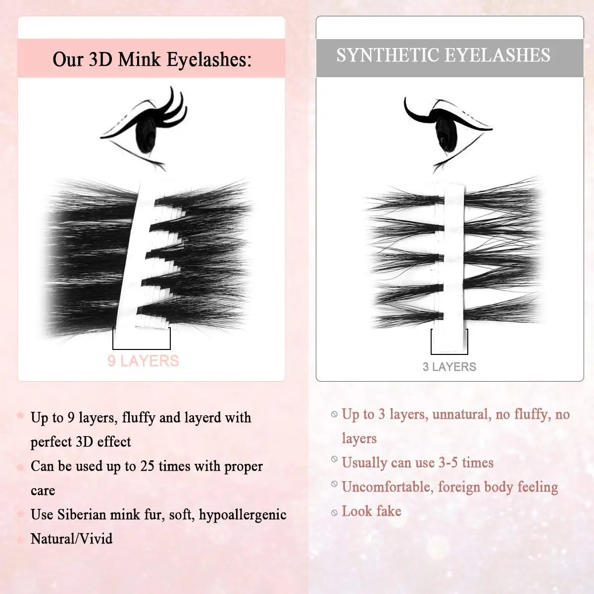 
Full strip lashes 3D Real Mink Lashes Multilayer Soft Thick 25mm False Eyelashes 