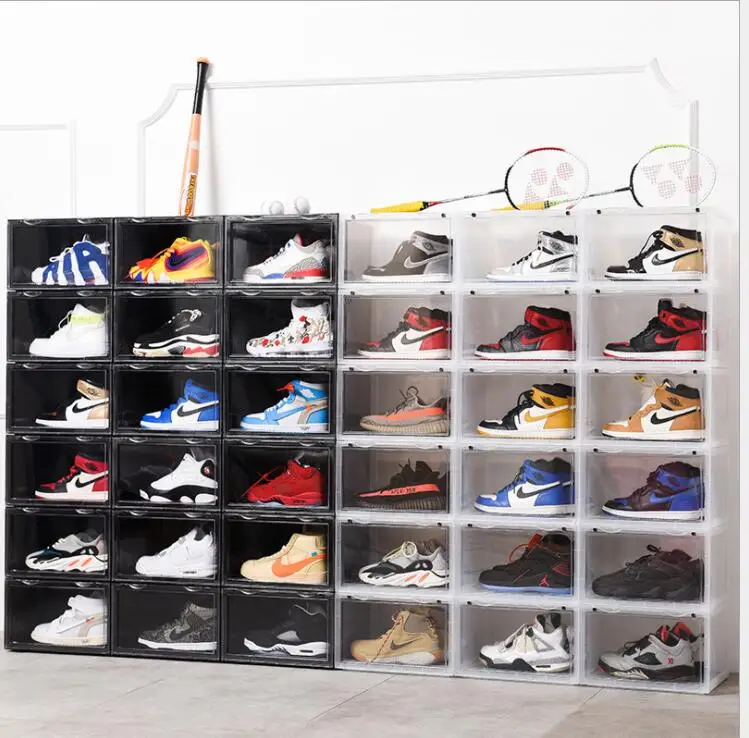 
wholesale organizer plastic collapsible transparent sport storage shoe box 