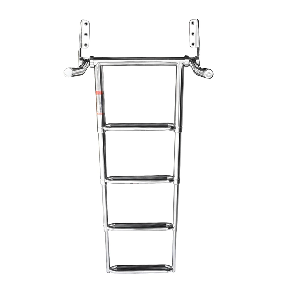 Stainless steel boat parts dock Handle telescoping ladder with double tube 4 step marine boat ladders for boat