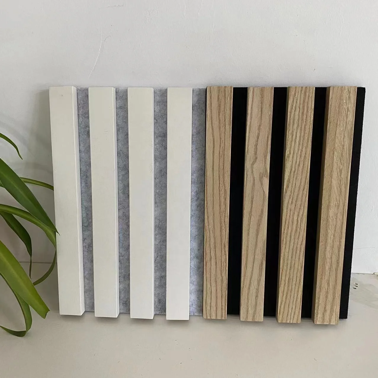 DESIGN Art Natural Oak Acoustic Slat Ceiling Board Charcoal Fluted Wooden Slats Noise Reduction Sheet Soundproofing Wood Wall