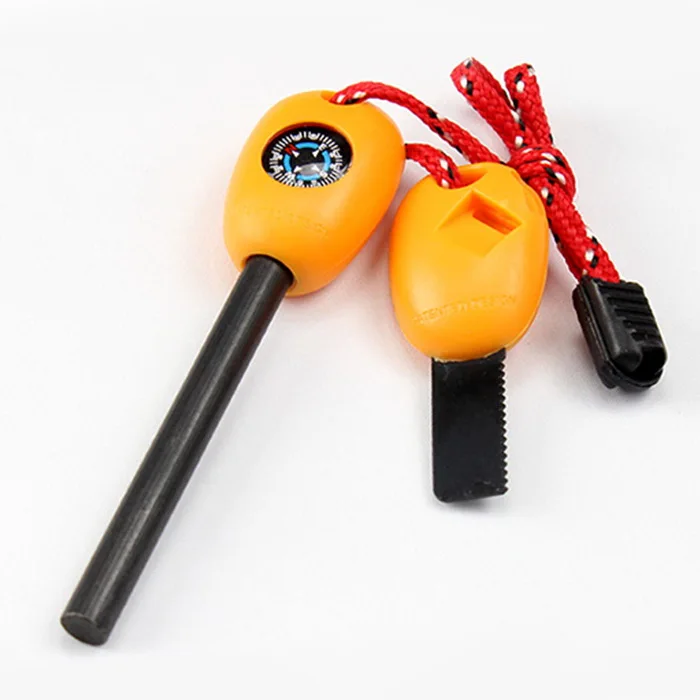 Survival Swedish Fire Starter Fire Steel with Compass Whistle