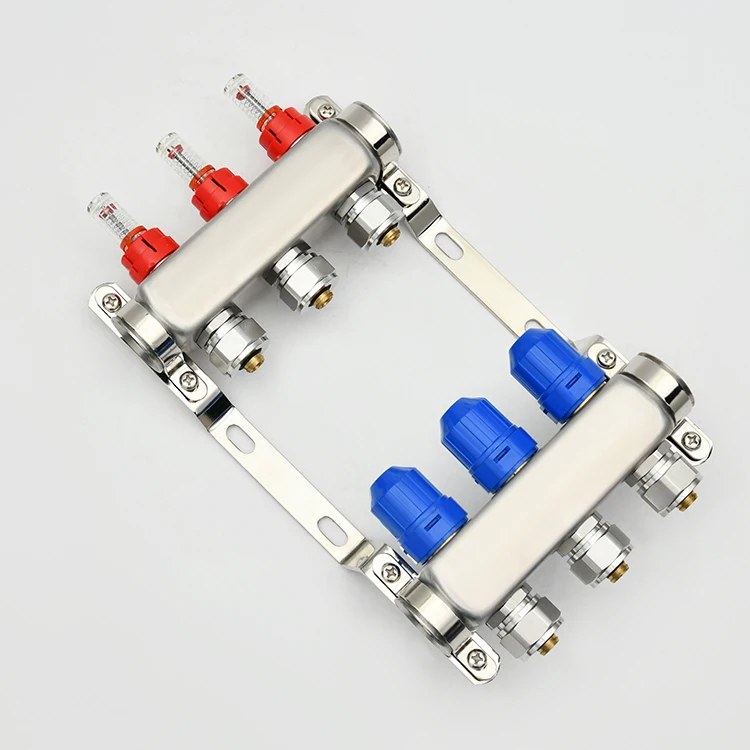 SANIPRO High Quality Water Distribution 304 Stainless Steel Flow Meter Manifolds for Hydronic Radiant Floor Heating