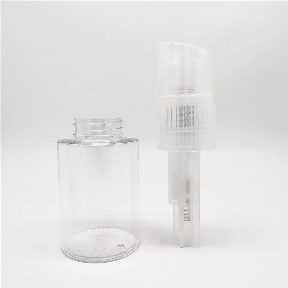 Wholesale Empty PET Plastic Clear powder dispenser feet powder talcum bottle 120ml custom