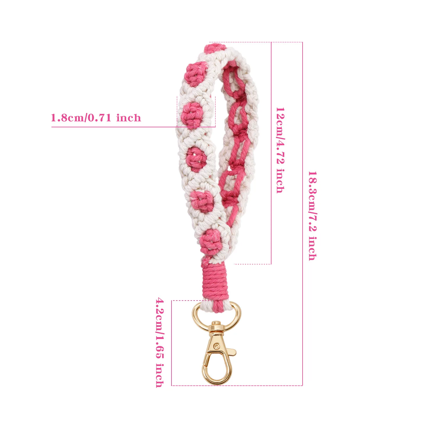 Handwoven Crochet Rose Bag Pendant Boho Wristband Lanyard Keychain Mother Girl Gift Handwoven keychain
