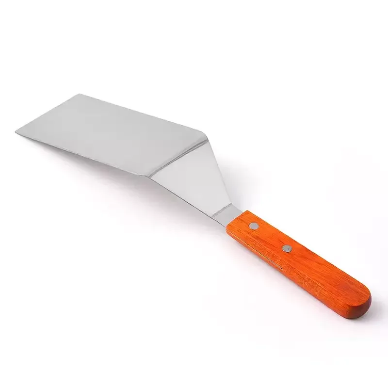 Multifunctional Wooden Handle Stainless Steel Teppanyaki Kitchen Cooking Shovel Pancake Spatula Turner Scraper