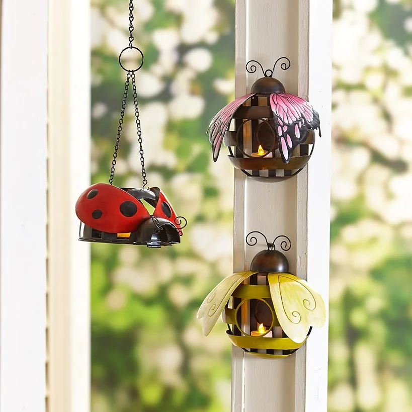New Style Critter Candleholders Metal Bee Butterfly Ladybug Candle Holder For Use Only with LED tea
