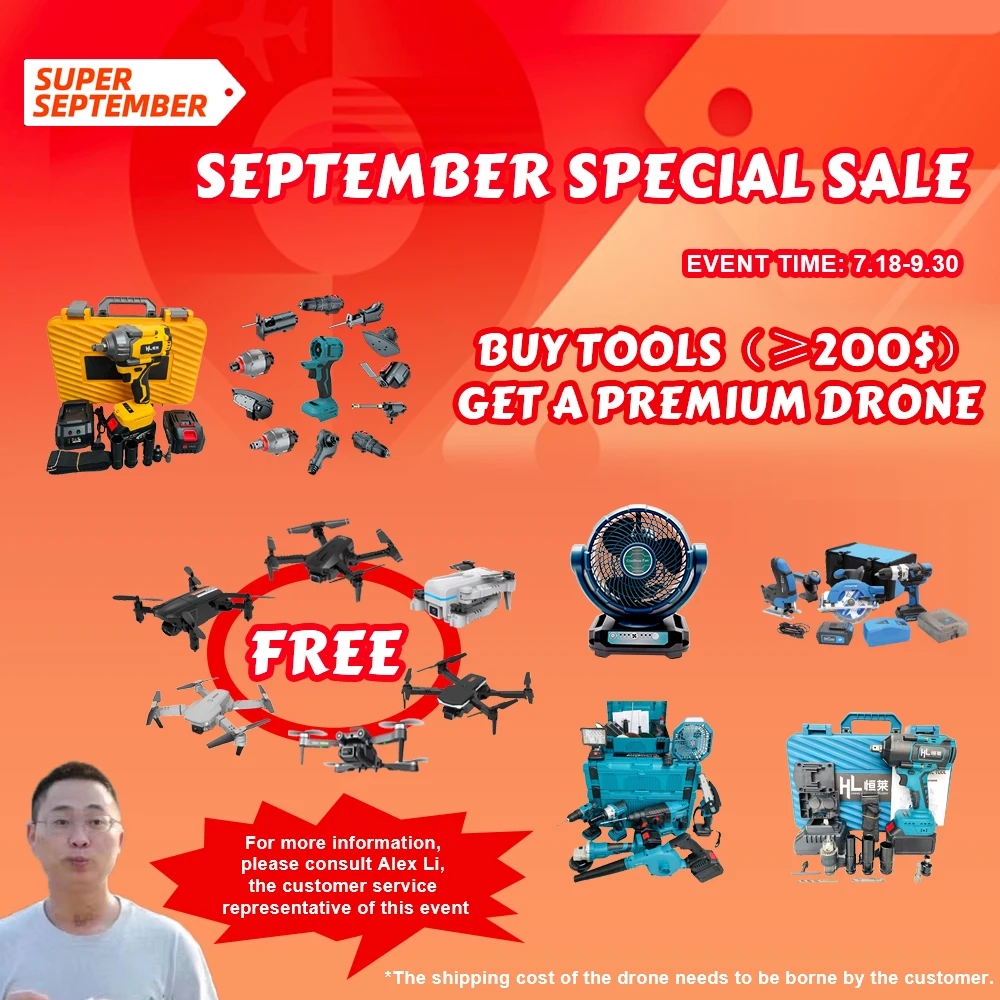 Household HengLai tools hight quality 8 in 1 set  20v brushless cordless lithium-lon 8 tool cordless tools combo kits