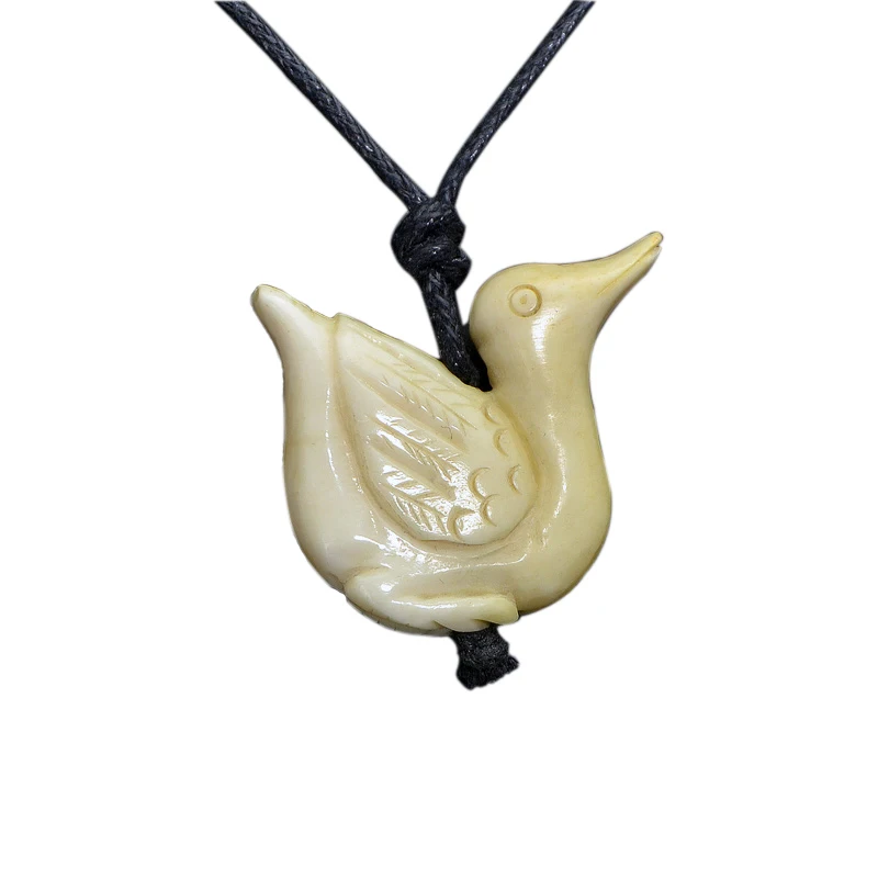 GX110  Hot Sale Yak bone pendant necklace Vintage Style Primitive tribes hand-carved bird Jewelry for woman