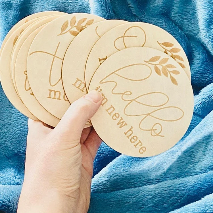 Customized wooden baby monthly card baby milestone growth record card wood baby file