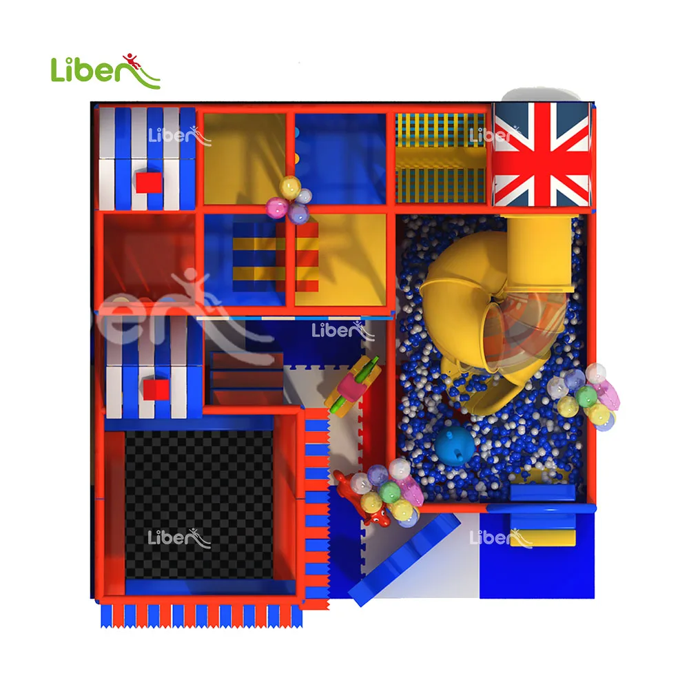 union flag theme kids interior playground modern style small indoor play gyms center for toddlers with ball pit