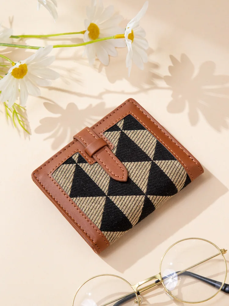 Hot Selling Classic Plaid Short  Wallet Mini Cash Card Holder Women Designer Portable Coin Pocket Purse